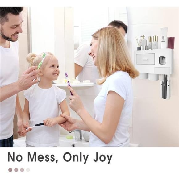 Toothbrush Holders for Bathrooms, 2 Cups Toothbrush Holder Wall Mounted - Picture 6 of 6